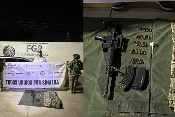 Tras un operativo  en el Limón de Los Ramos de Culiacán un sujeto es detenido con un rifle de asalto