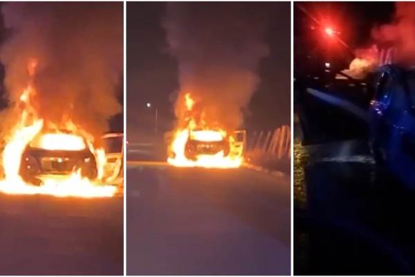 Se incendia auto tras sufrir falla mecánica en la colonia Flores Magón de Mazatlán