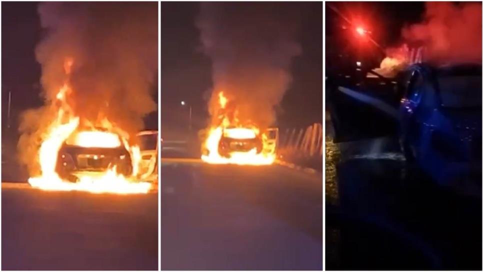 Se incendia auto tras sufrir falla mecánica en la colonia Flores Magón de Mazatlán