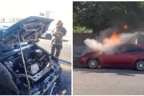 Vehículo termina calcinado en Los Mochis tras aparente cortocircuito