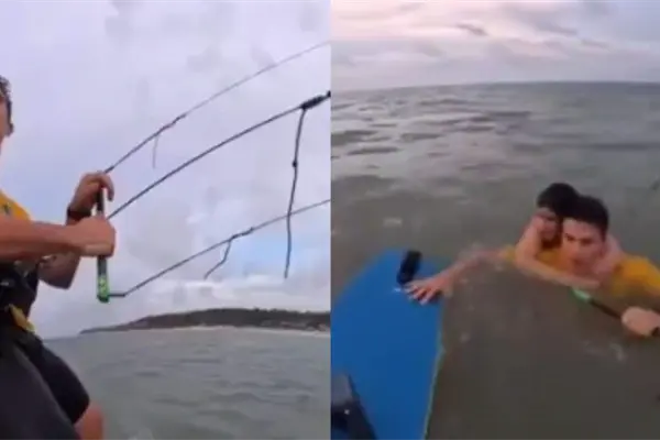 Kitesurfista olímpico salva a mujer que se ahogaba en el mar | VIDEO
