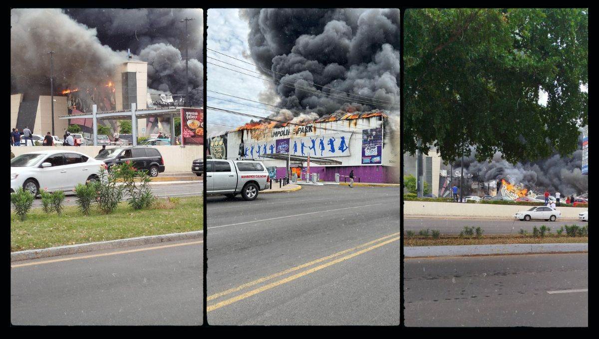 Arde negocio de trampolines en conocida plaza de Culiacán; el humo se ve a kilómetros