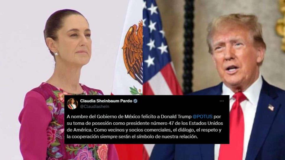 Claudia Sheinbaum felicita a Donald Trump por su toma de posesión como Presidente de Estados Unidos