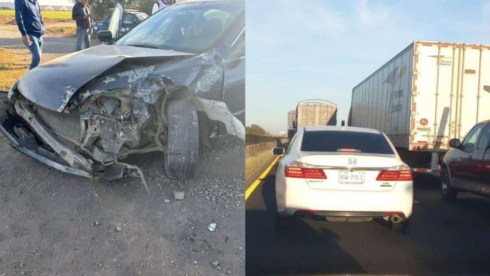 Accidente en la México 15 en Guasave deja una mujer herida y tráfico kilométrico