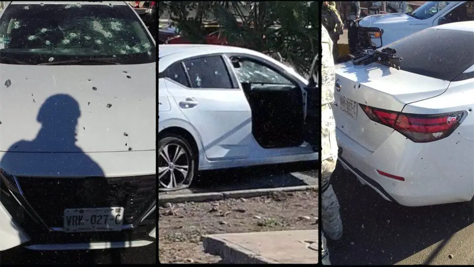 Así quedó el vehículo donde viajaban los dos elementos de la Fiscalía. FOTOS: Luz Noticias