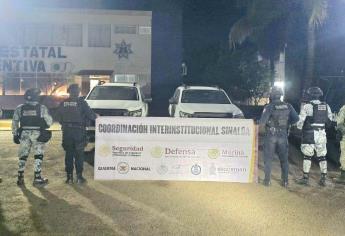 Autoridades  recuperan dos camionetas  que habían sido robadas en Culiacán