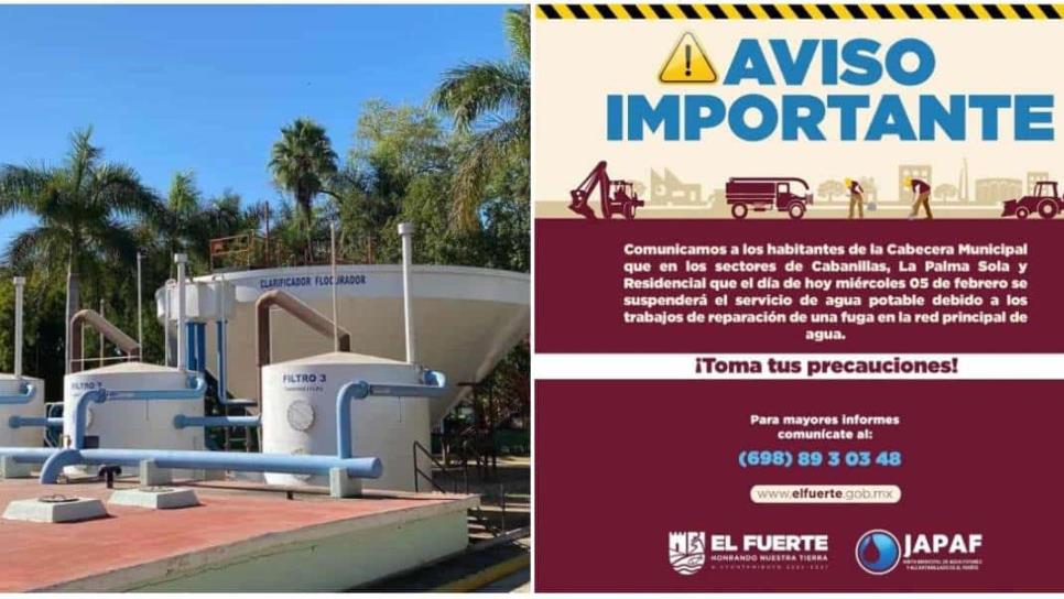 Mega fuga deja sin agua a la cabecera municipal de El Fuerte