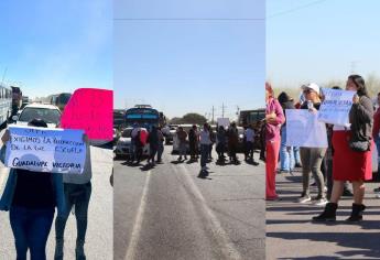 Padres de familia bloquean la carretera estatal Los Mochis-Ahome, exigen luz en la escuela primaria de la comunidad