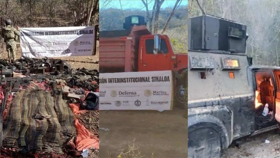 FOTO: Decomisa Marina arsenal y 8 vehículos en Cosalá.