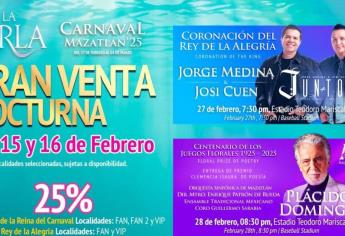 ¿Todavía no tienes tus boletos para las coronaciones del Carnaval? Aprovecha la Gran Venta Nocturna