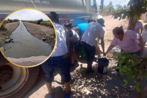 Escasez de agua obliga a familias del ejido 18 de Marzo a recurrir al canal y garrafones