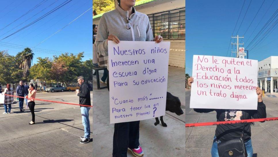 Padres de familia bloquean bulevar en Los Mochis para exigir electricidad en escuela