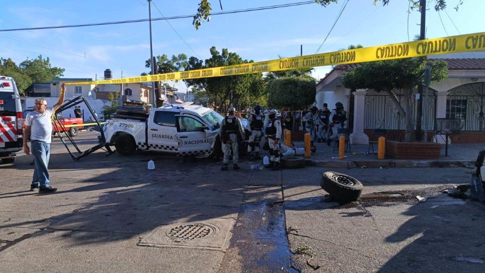 Varios lesionados deja choque de patrulla de la Guardia Nacional contra una camioneta en Culiacán