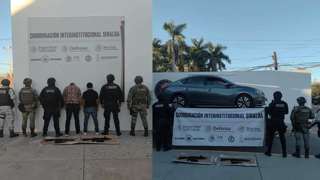 En el lugar, detuvieron a dos masculinos y aseguraron dos fusiles: un AR-15 y un AK-47, además de tres cargadores abastecidos