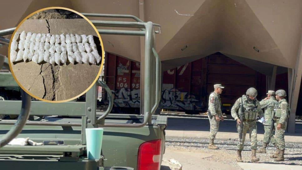 Casi 50 kilos de cristal asegura el Ejército México en el tren de Estación Sufragio, El Fuerte