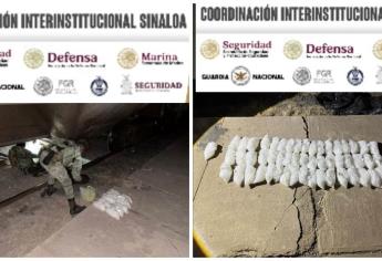 Grupo Interinstitucional asegura 109 bolsas con presunta metanfetamina en el municipio de El Fuerte