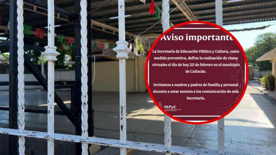 Tras fuertes operativos en Culiacán, SEPyC manda a clases virtuales en el municipio