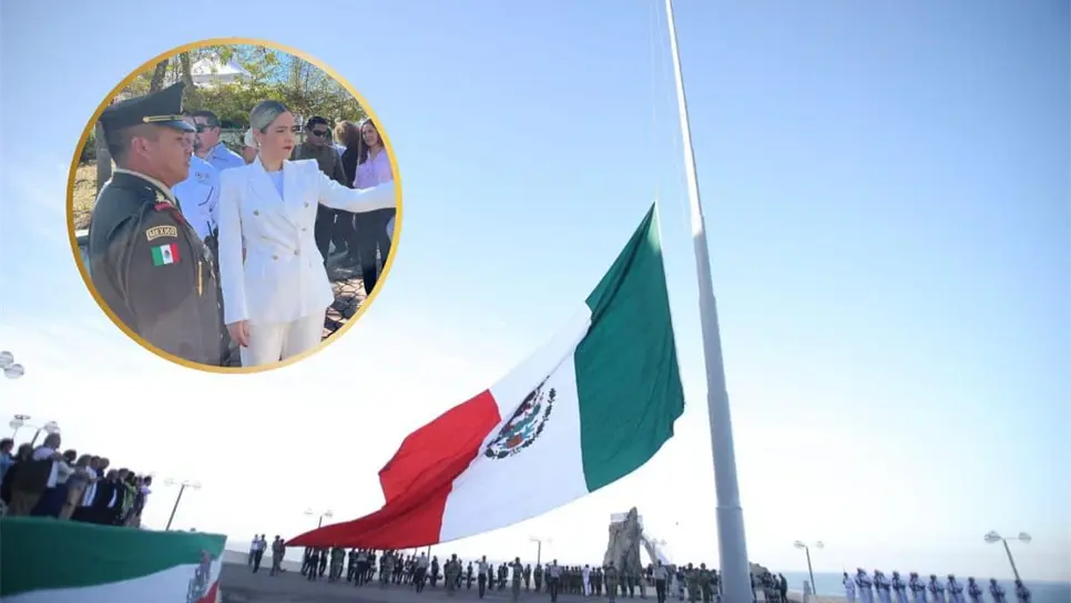 FOTO: Autoridades de Mazatlán celebran el Día de la Bandera de México este 24 de febrero