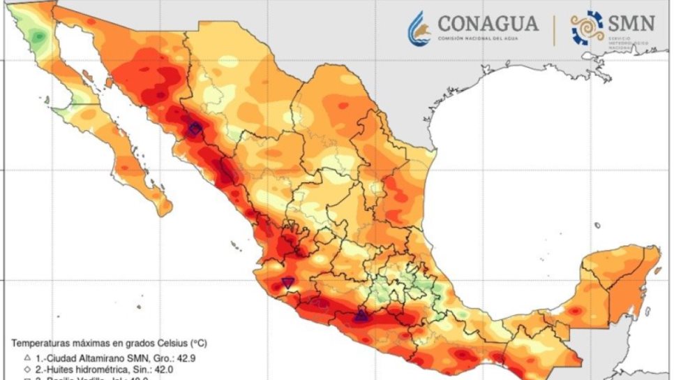 Se pronostica tiempo caluroso en la mayor parte de la República Mexicana