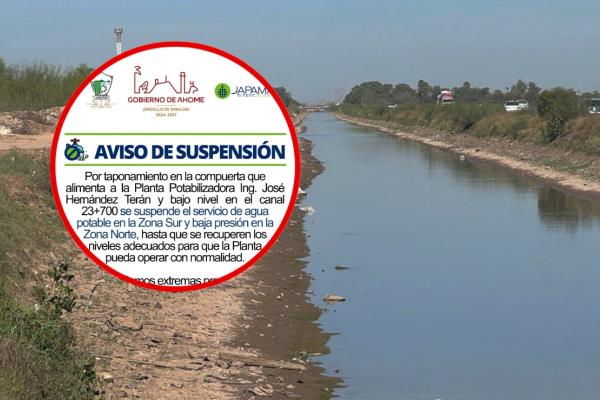 La mitad de Los Mochis se quedará sin agua por bajos niveles en canales