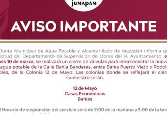 Cierre de válvulas afectará suministro de agua en varias colonias este lunes 10 de marzo; ¿Cuáles son?