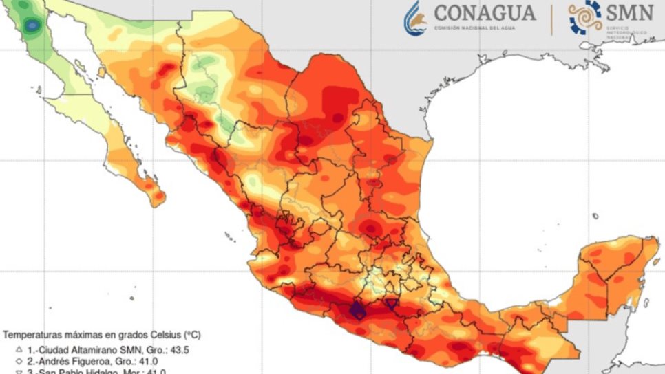 Hasta 45 °C se esperan en estos estados de México