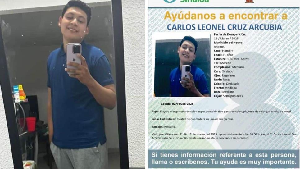 Buscan a Carlos Leonel, desapareció hace una semana en Los Mochis