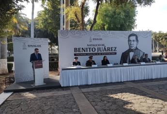 Autoridades conmemoran el 219 aniversario del natalicio de Benito Juárez en Culiacán