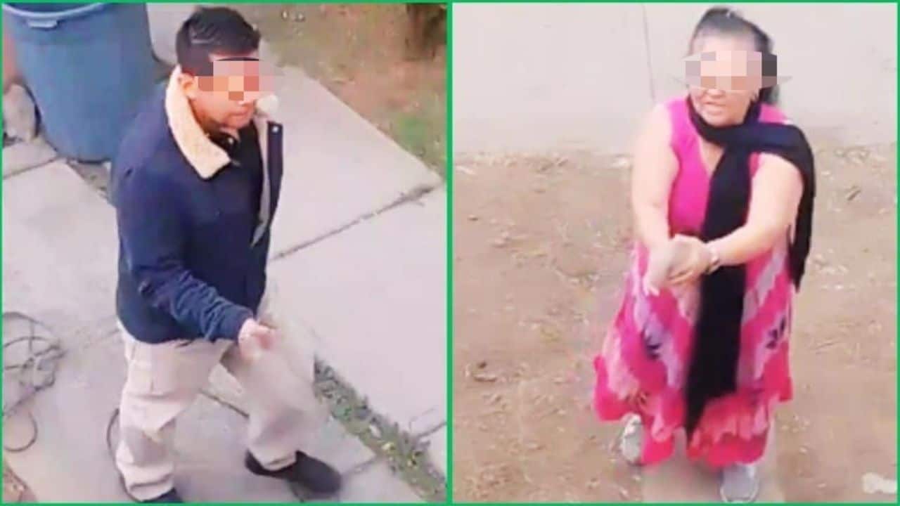 La imagen de Doña Carlota es acompañada con lentes oscuros y con un arma de fuego en sus manos con un rostro amenazador