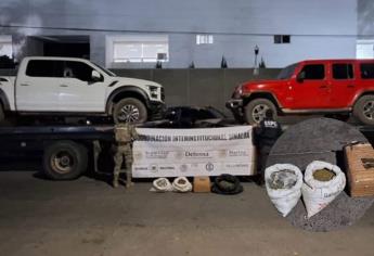 Decomisan tres camionetas, municiones y drogas en la Sierra de Choix y en el municipio de Sinaloa