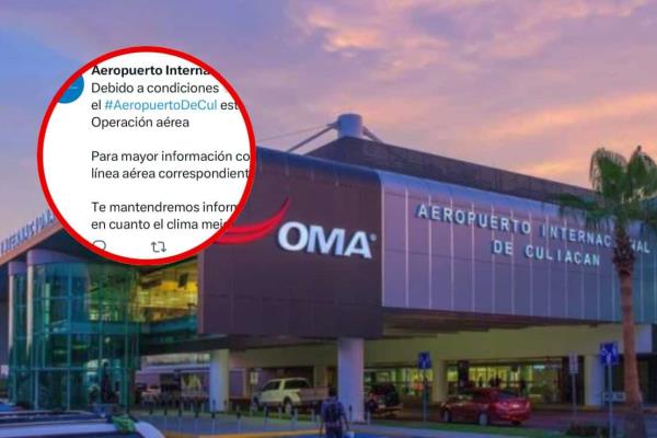 Aeropuerto de Culiacán suspende vuelos por condiciones climáticas