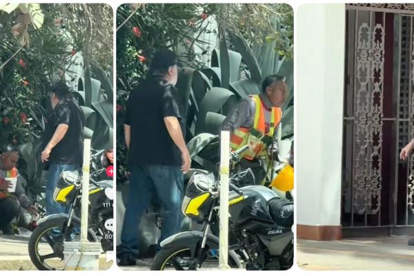 Extranjero genera polémica e indignación en Mazatlán por correr a albañil de una banqueta mientras comía