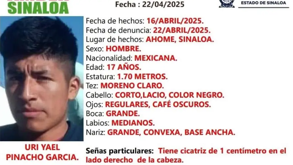 La FGE pide a la ciudadanía que en caso de contar con información que ayude a localizar al menor, se comunique de inmediato a los números de la Alerta Amber Sinaloa: (800) 8-90-90-92 o (667) 7-16-70-90