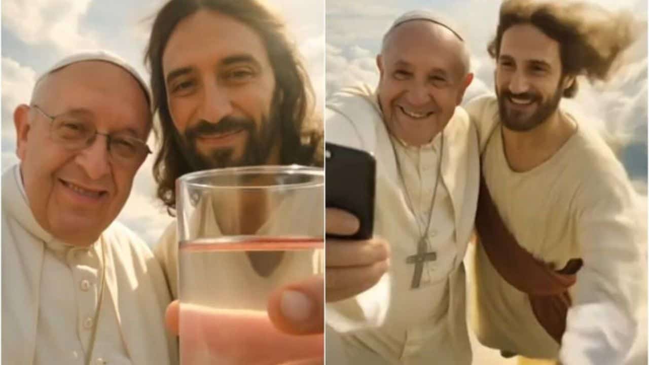 Ante ello, un usuario de redes sociales creó el encuentro del Pontífice con Jesús y María en el más allá, con ayuda de la Inteligencia Artificial