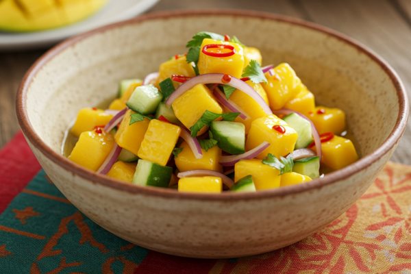 Ceviche vegetariano de mango, una de las mejores y frescas opciones de comida en temporada de calor