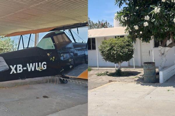 Balean tres avionetas y la base de la pista La Luna, en la sindicatura de Villa Juárez, Navolato