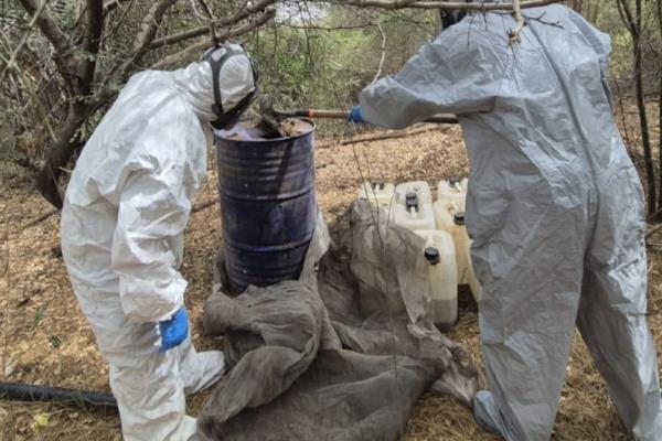 Aseguran dos áreas de concentración de productos químicos para elaboración de droga en Culiacán