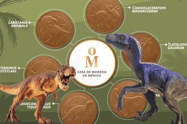 Así son las nuevas monedas de dinosaurios coleccionables que se lanzaron en México