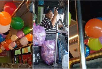 Chofer de camión urbano en Mazatlán realiza ruta con alegría y dulces en este Día del Niño