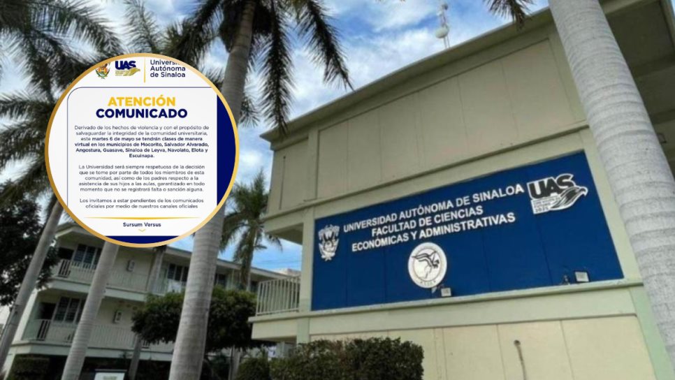 UAS anuncia clases virtuales en 8 municipios de Sinaloa ante hechos violentos UAS anuncia clases virtuales en 8 municipios de Sinaloa ante hechos violentos