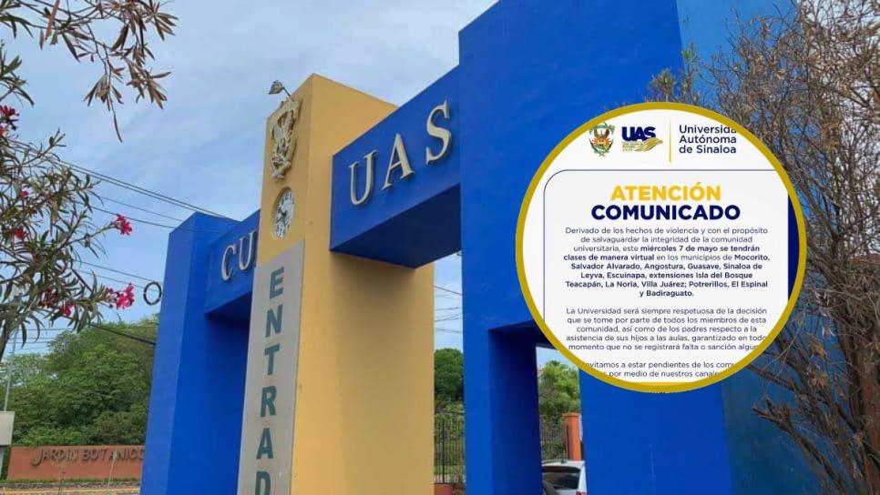 Por violencia, UAS se va a clases virtuales en 7 municipios Por violencia, UAS se va a clases virtuales en 7 municipios