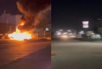 Sujetos armados bloquean carretera a Mocorito con camiones incendiados tras balaceras en Pericos
