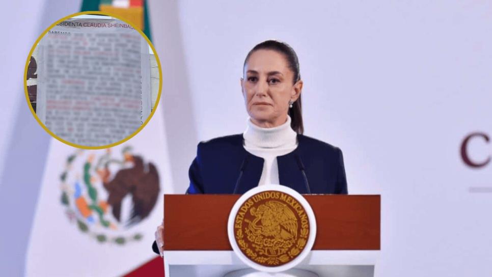 Cuelgan mantas con mensaje dirigidas a Claudia Sheinbaum en San Ignacio y Elota Cuelgan mantas con mensaje dirigidas a Claudia Sheinbaum en San Ignacio y Elota