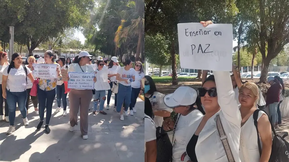 FOTO: Maestras de Villa Juárez, Navolato, exigen clases virtuales por temor a la violencia