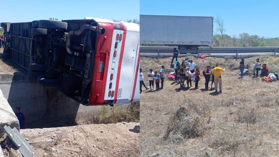Vuelca camión de pasajeros por la Maxipista a la altura de La Cruz de Elota Vuelca camión de pasajeros por la Maxipista a la altura de La Cruz de Elota
