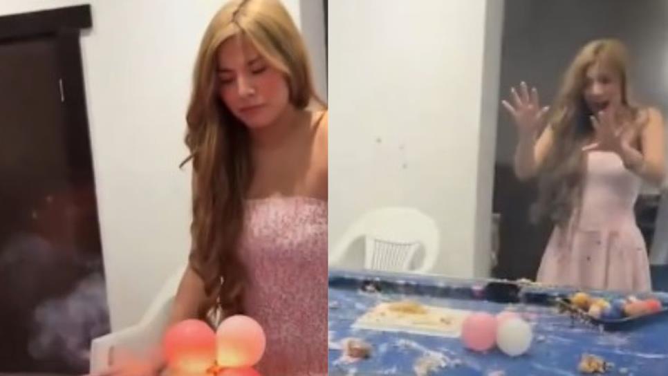 Joven se lleva el susto de su vida al explotarle su pastel de cumpleaños | VIDEO Joven se lleva el susto de su vida al explotarle su pastel de cumpleaños | VIDEO