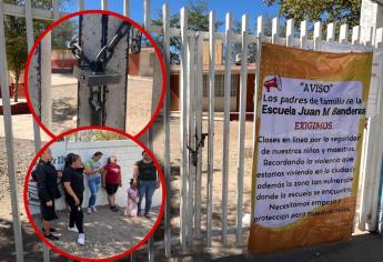 Tras balaceras, padres de familia toman la primaria Juan M. Banderas en Culiacán; exigen clases en línea