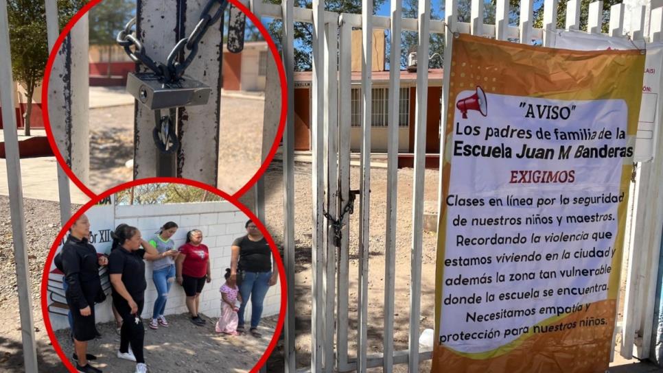 Tras balaceras, padres de familia toman la primaria Juan M. Banderas en Culiacán; exigen clases en línea Tras balaceras, padres de familia toman la primaria Juan M. Banderas en Culiacán; exigen clases en línea