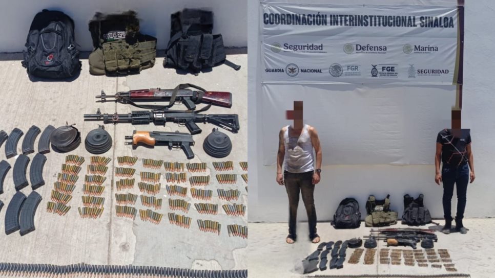 Detienen a dos hombres que portaban armas de fuego y municiones en Culiacán Detienen a dos hombres que portaban armas de fuego y municiones en Culiacán