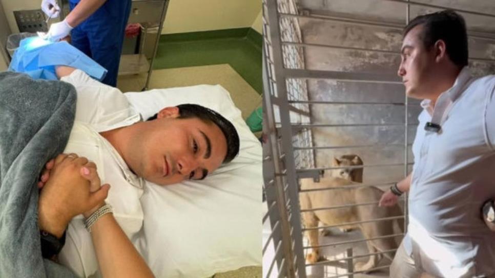 Alcalde de García sufre mordida de león en refugio animal | VIDEO Alcalde de García sufre mordida de león en refugio animal | VIDEO